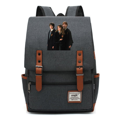 Academy Of Magic Print Teen Student School Bag For Men And Women Casual Belt Buckle Classic Backpack
