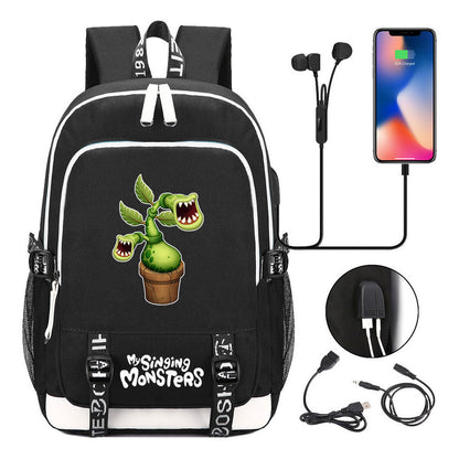 Monster Concert Printed Student Backpack Usb Leisure Backpack