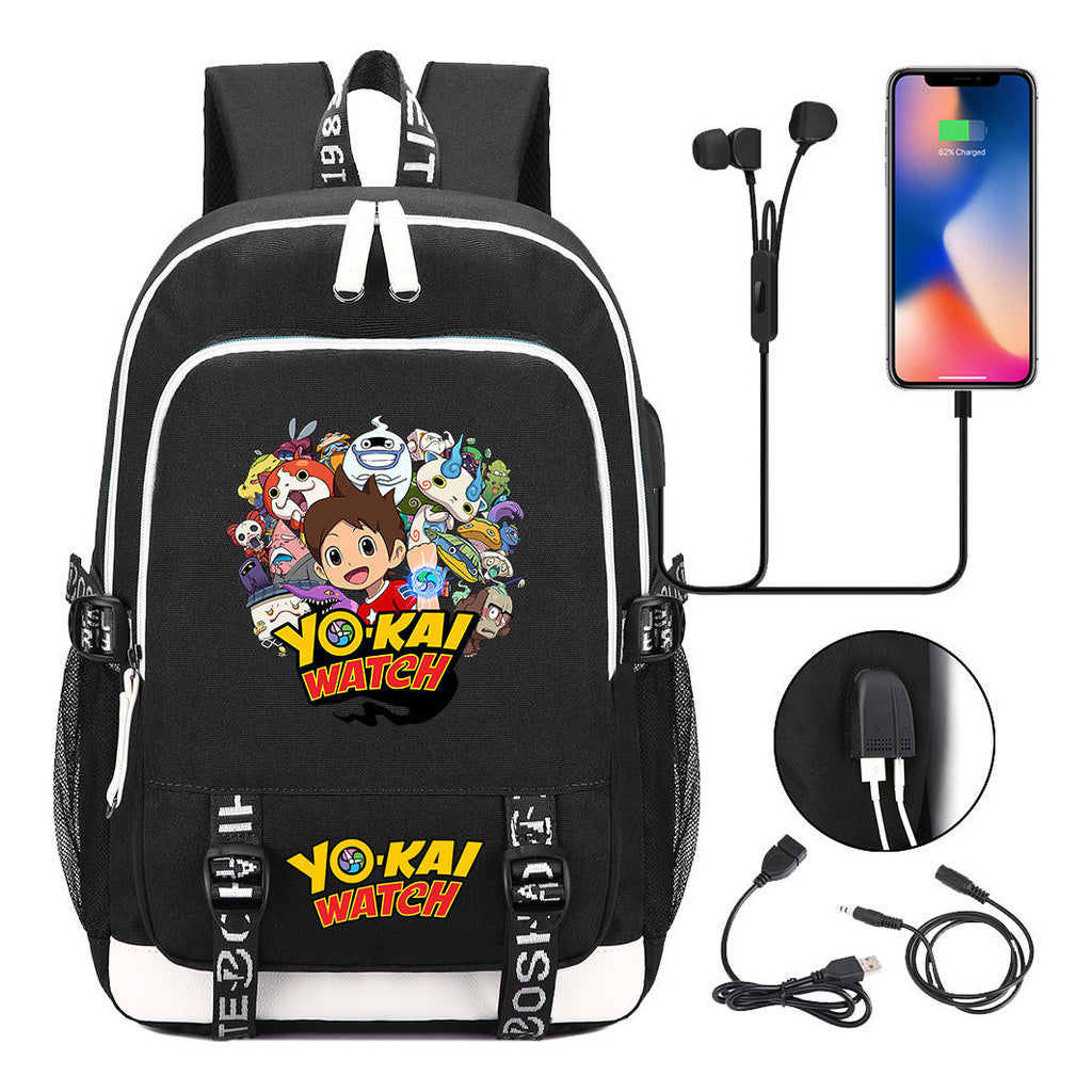 Anime Monster Watch Student School Bag Usb Men's And Women's Leisure Backpack