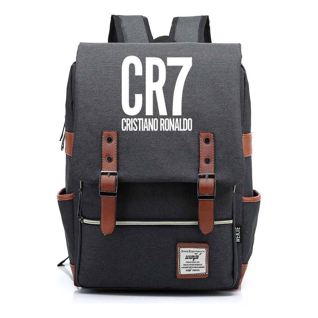 Football Star Cristiano Ronaldo Printed Backpack For Men And Women With Casual Belt Buckle Classic Backpack