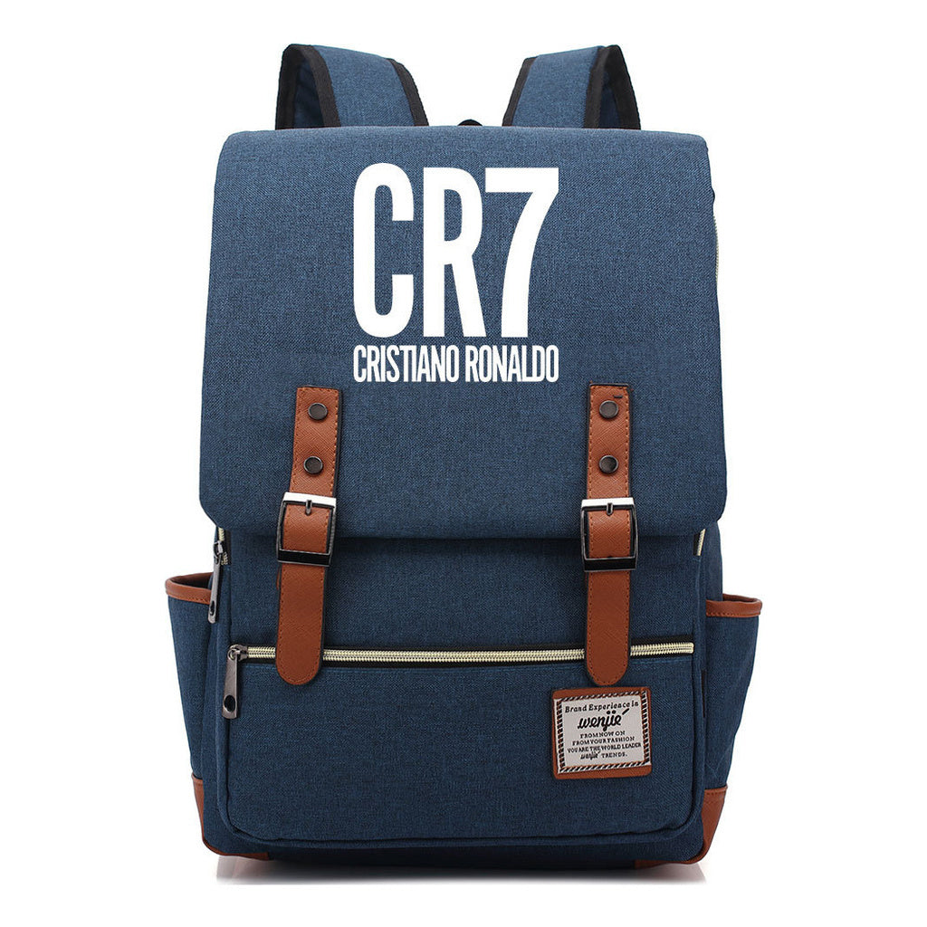 Football Star Cristiano Ronaldo Printed Backpack For Men And Women With Casual Belt Buckle Classic Backpack