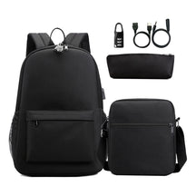 Usb Password Lock Youth Student Backpack Three Piece Set For Men And Women's Backpack Set