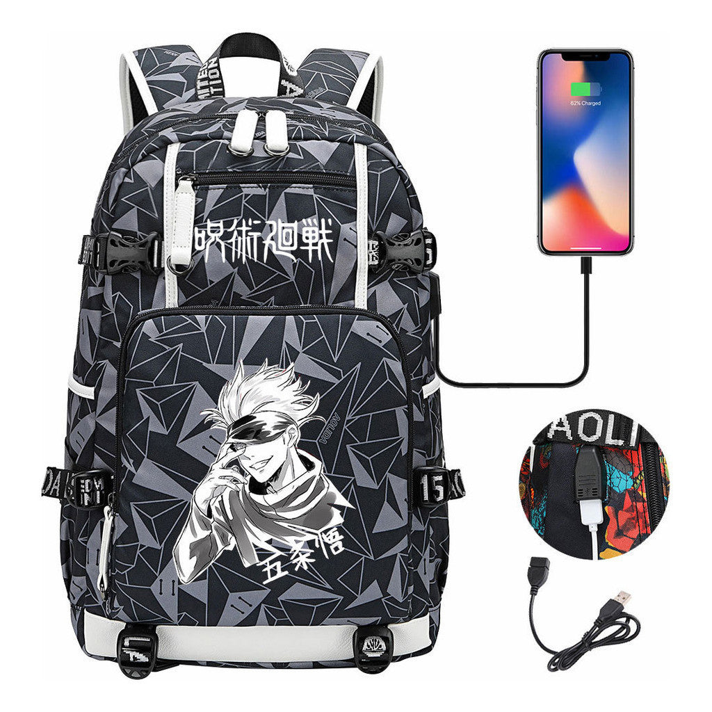 Printed Usb Youth Student Backpack Leisure Large Capacity Travel Backpack