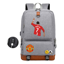 Football Star Cristiano Ronaldo Printed Usb Youth Student Backpack For Boys And Girls Leisure Travel Backpack