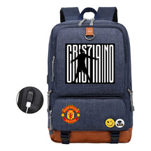 Football Star Cristiano Ronaldo Printed Usb Youth Backpack For Leisure Travel Backpack