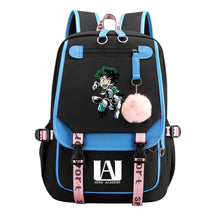 Comics My Heroes Academy Usb Student Backpack Casual Ribbon Flip Backpack