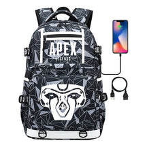 Apex Hero Print Usb Youth School Bag Backpack Leisure Travel Backpack