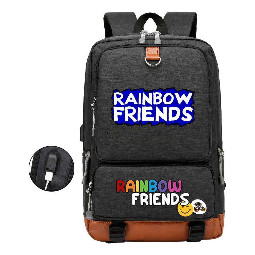 Rainbow Friend Usb Youth School Bag Leisure Travel Backpack