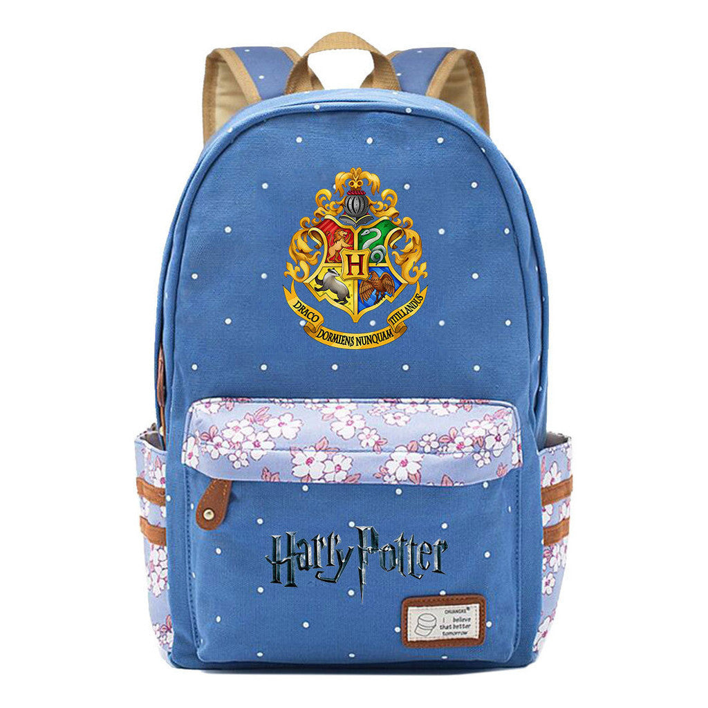 School Of Witchcraft And Wizardry Student Backpack With Floral Canvas Backpack