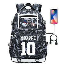 Football Star Mbappe Printed Usb Youth Student Backpack, Boy's And Girl's Backpack, Leisure Travel Backpack