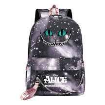 Cheshire Cat Alice's Adventure In Wonderland Youth School Bag Men's And Women's Leisure Weaving Strap Backpack