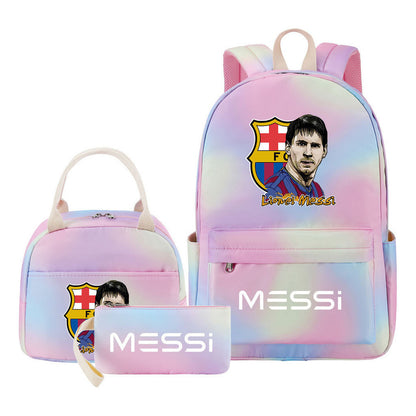 Sports Football Stars, Teenagers, Students, Girls, Backpacks, Lunch Bags, 3-piece Backpack Set