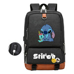 Anime Star Baby Stitch Printed Usb Youth Student Backpack For Men And Women's Leisure Travel Backpack