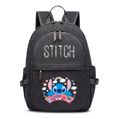 Anime Star Baby Stitch Printed Youth Student Backpack For Men And Women With Casual Woven Straps Backpack