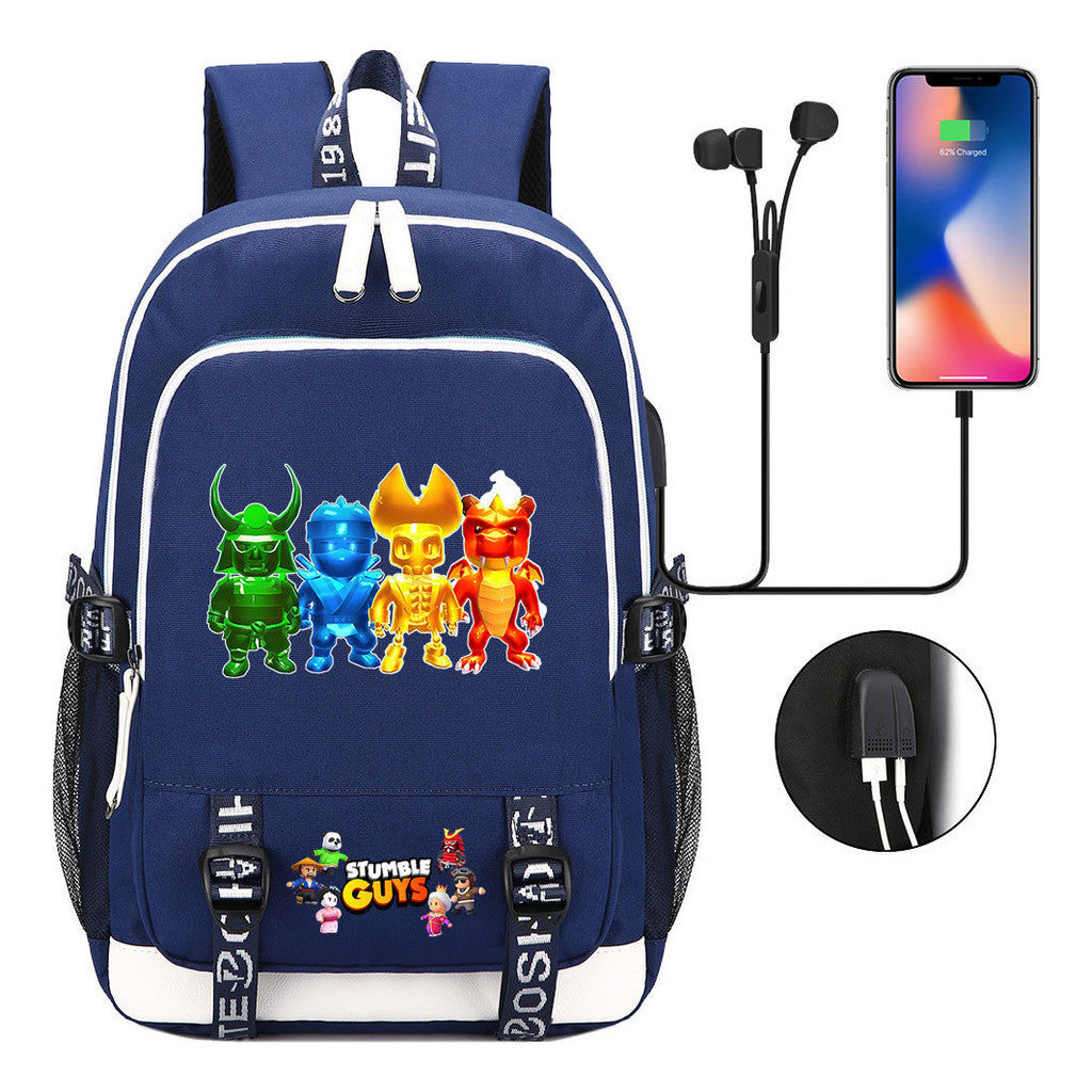 Printed Youth Student Backpack Usb Casual Backpack