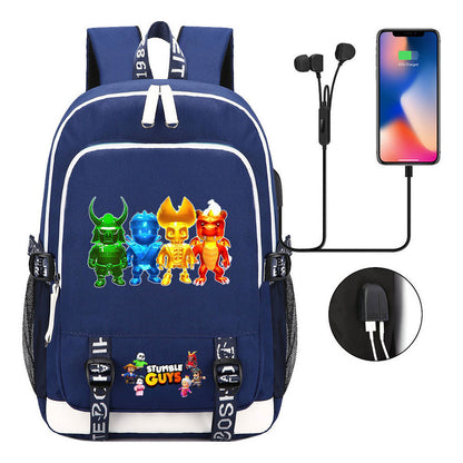Printed Youth Student Backpack Usb Casual Backpack