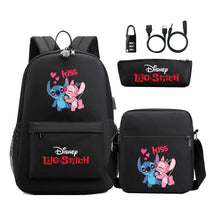 Interstellar Baby Stitch Usb Password Lock Youth Student Backpack 3-piece Set For Men And Women Backpacks