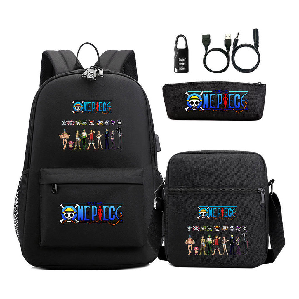 Usb Password Lock Student Backpack Three Piece Set Backpack Set