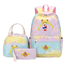 Anime Beauty Girl Warrior Girls School Bag Lunch Bag Three Piece Set Backpack Set