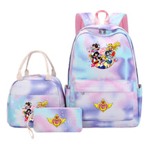Anime Beauty Girl Warrior Student Girls School Bag Lunch Bag Three Piece Set Backpack Set