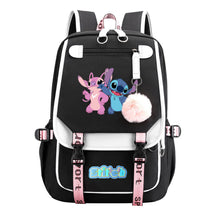 Interstellar Baby Stitch Usb Student Backpack With Casual Woven Strap Flap Backpack