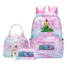 Cartoon Pirate King  Student Girl Backpack Lunch Bag Three Piece Set Backpack
