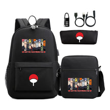 Naruto Usb Password Lock Year Student School Bag Three Piece Set Backpack Set