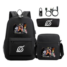 Naruto Usb Password Lock Youth Student Backpack Three Piece Set For Men And Women Backpack Set