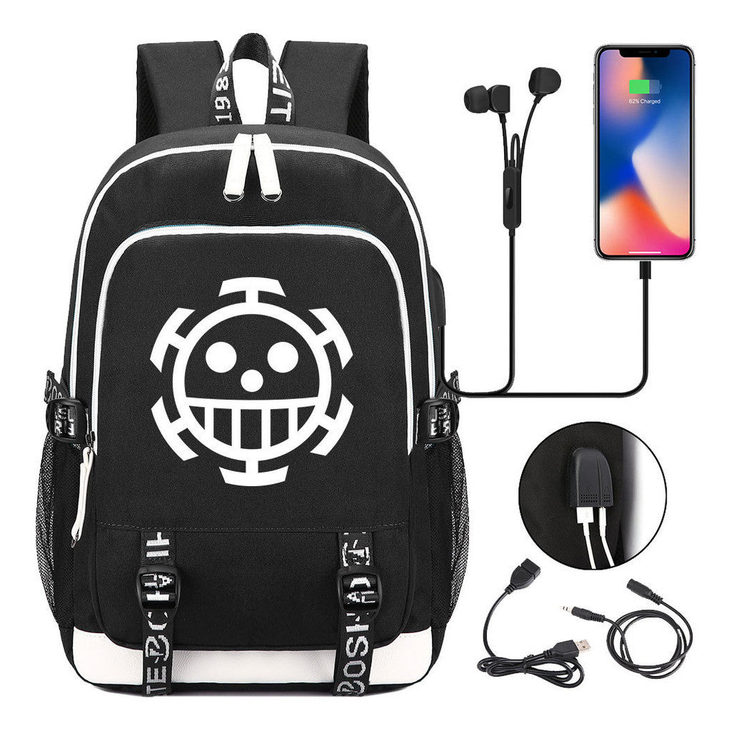 Pirate King Youth School Bag Usb Men's And Women's Leisure Backpack
