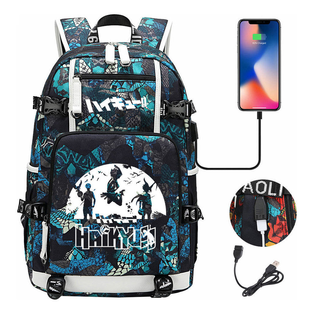 Volleyball Youth Usb Large Capacity Youth Student School Bag Men's And Women's Leisure Travel Backpack