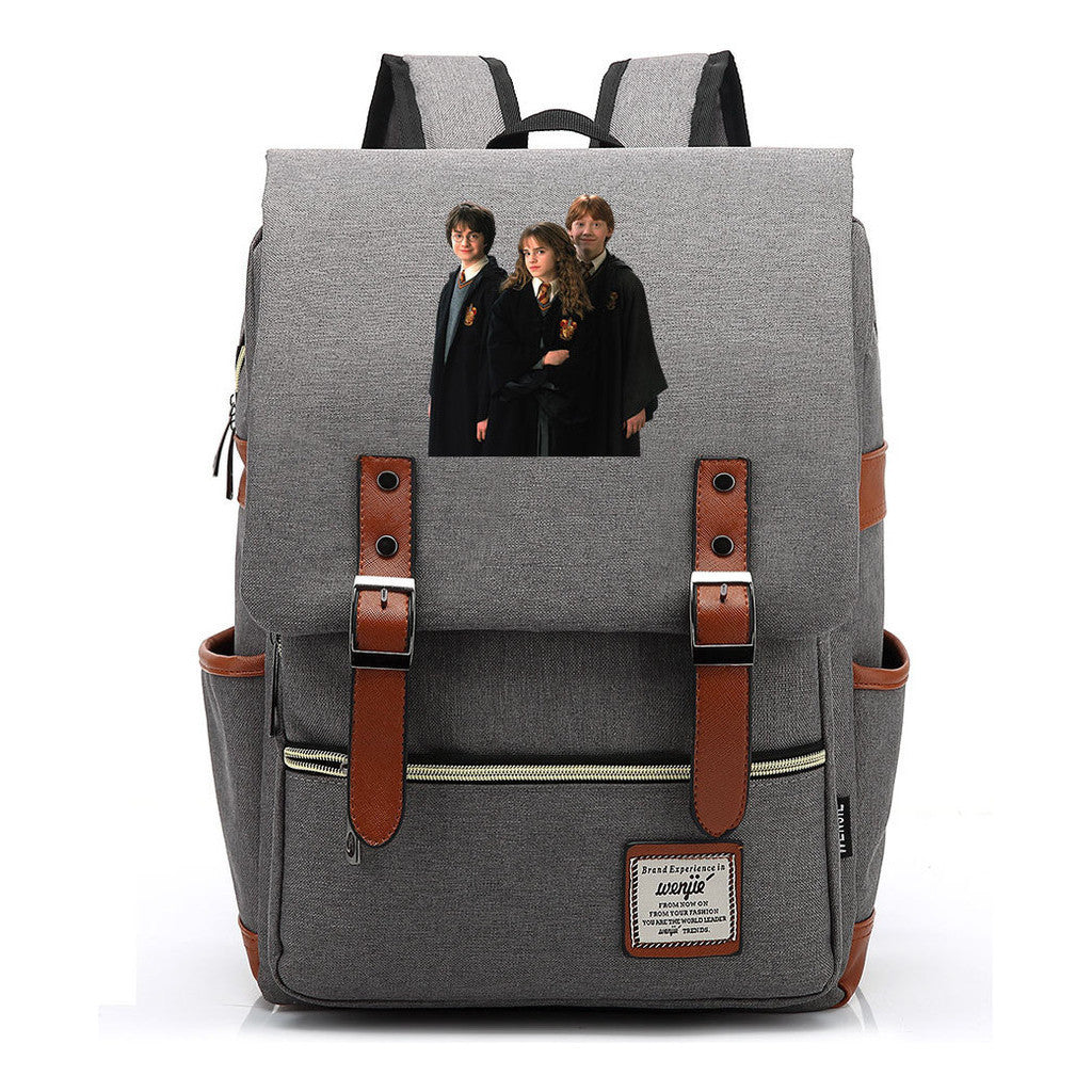 Academy Of Magic Print Teen Student School Bag For Men And Women Casual Belt Buckle Classic Backpack