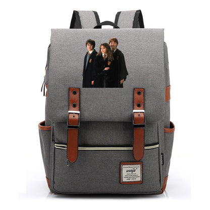 Academy Of Magic Print Teen Student School Bag For Men And Women Casual Belt Buckle Classic Backpack