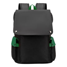 Color Blocking Usb Charging Cover Head Style Youth Student Backpack Backpack