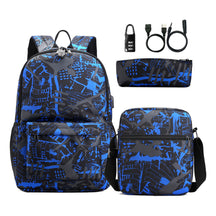 Usb Password Lock Youth Student Backpack Three Piece Set For Men And Women's Backpack Set