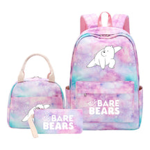 Cartoon Cute Three Bears Youth Student Girls School Bag Lunch Bag Three Piece Set Backpack Set
