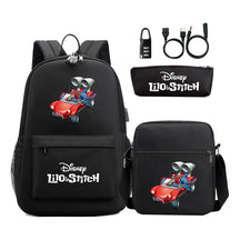 Interstellar Baby Stitch Usb Password Lock Youth Backpack 3-piece Set For Men And Women Backpacks