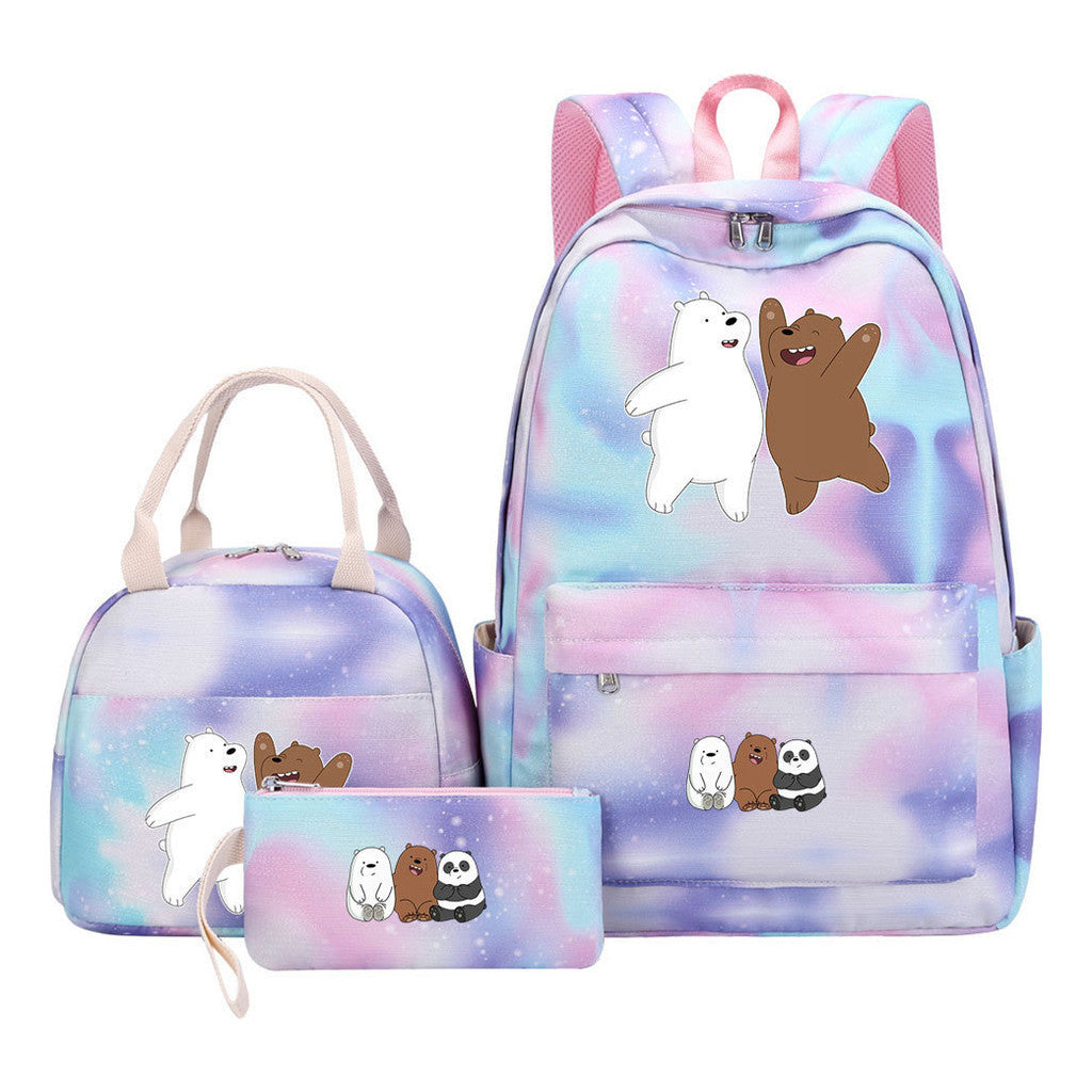 Cartoon Cute Three Cheap Bear Student Backpack Lunch Bag Three Piece Set Backpack Set