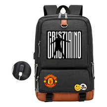 Football Star Cristiano Ronaldo Printed Usb Youth Backpack For Leisure Travel Backpack