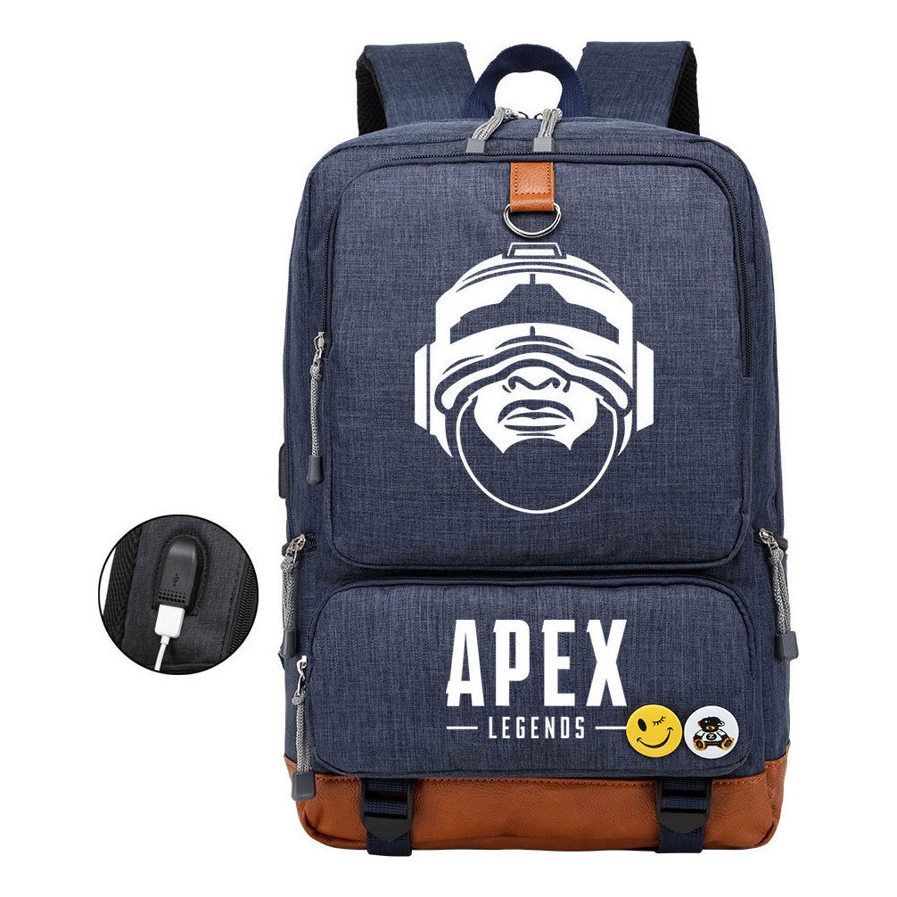 Apex Hero Print Usb Student Backpack Leisure Travel Backpack