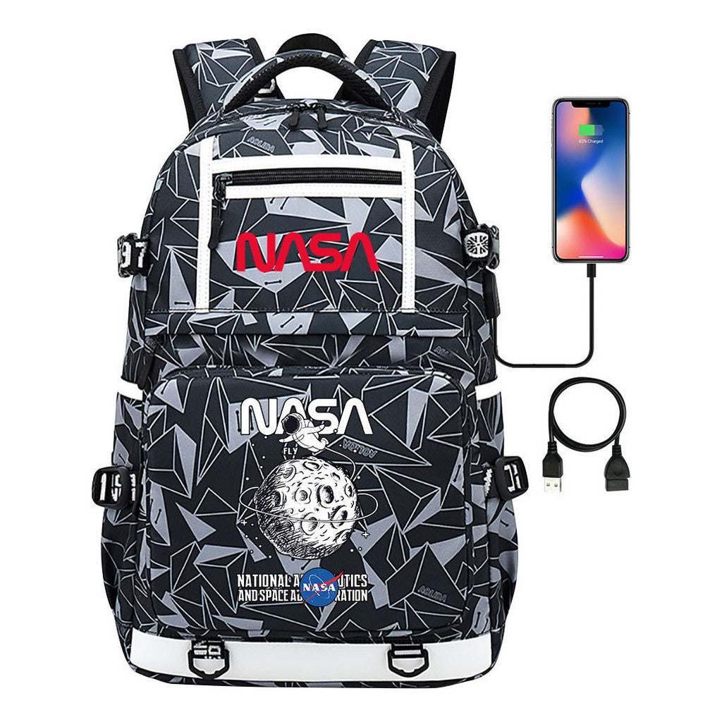Printed Usb Youth School Bag Backpack Leisure Travel Backpack