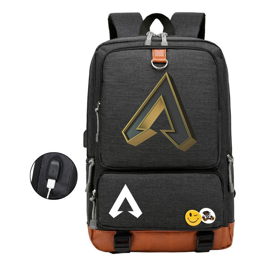 Apex Hero Print Usb Student Backpack Casual Backpack