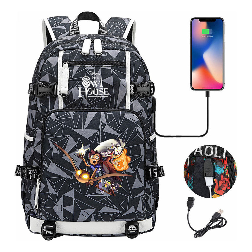 Anime Owl Magic Print Youth Student School Bag Backpack Leisure Travel Backpack