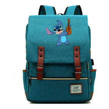 Anime Star Baby Stitch Printed Youth Student Backpack Usb Casual Backpack