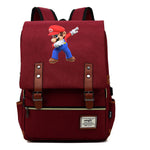 Game Super Mario Youth Student Backpack Usb Casual Backpack