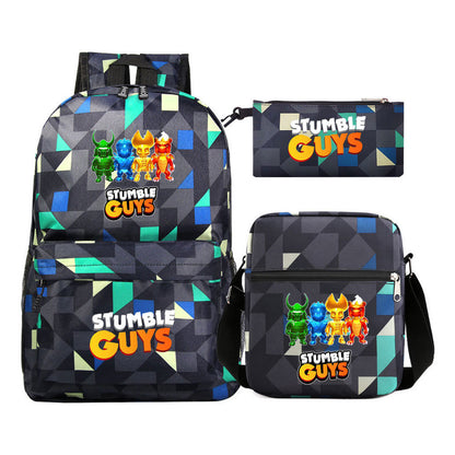 Printed Youth Student School Bag Three Piece Set Men's And Women's Shoulder Set Backpack
