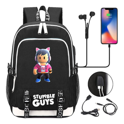 Printed Student Backpack Usb Men's And Women's Leisure Backpack