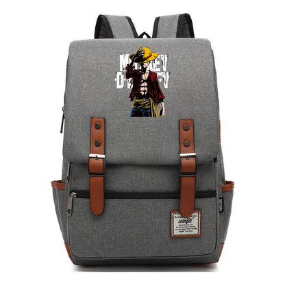 Anime Pirate King Luffy Printed Student Backpack For Men And Women With Casual Belt Buckle Classic Backpack