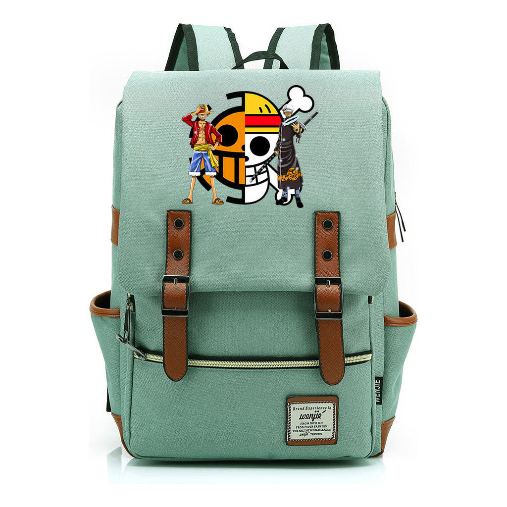 Anime Pirate King Luffy Printed Youth School Bag For Men And Women With Casual Belt Buckle Classic Backpack