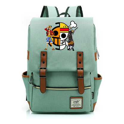 Anime Pirate King Luffy Printed Youth School Bag For Men And Women With Casual Belt Buckle Classic Backpack