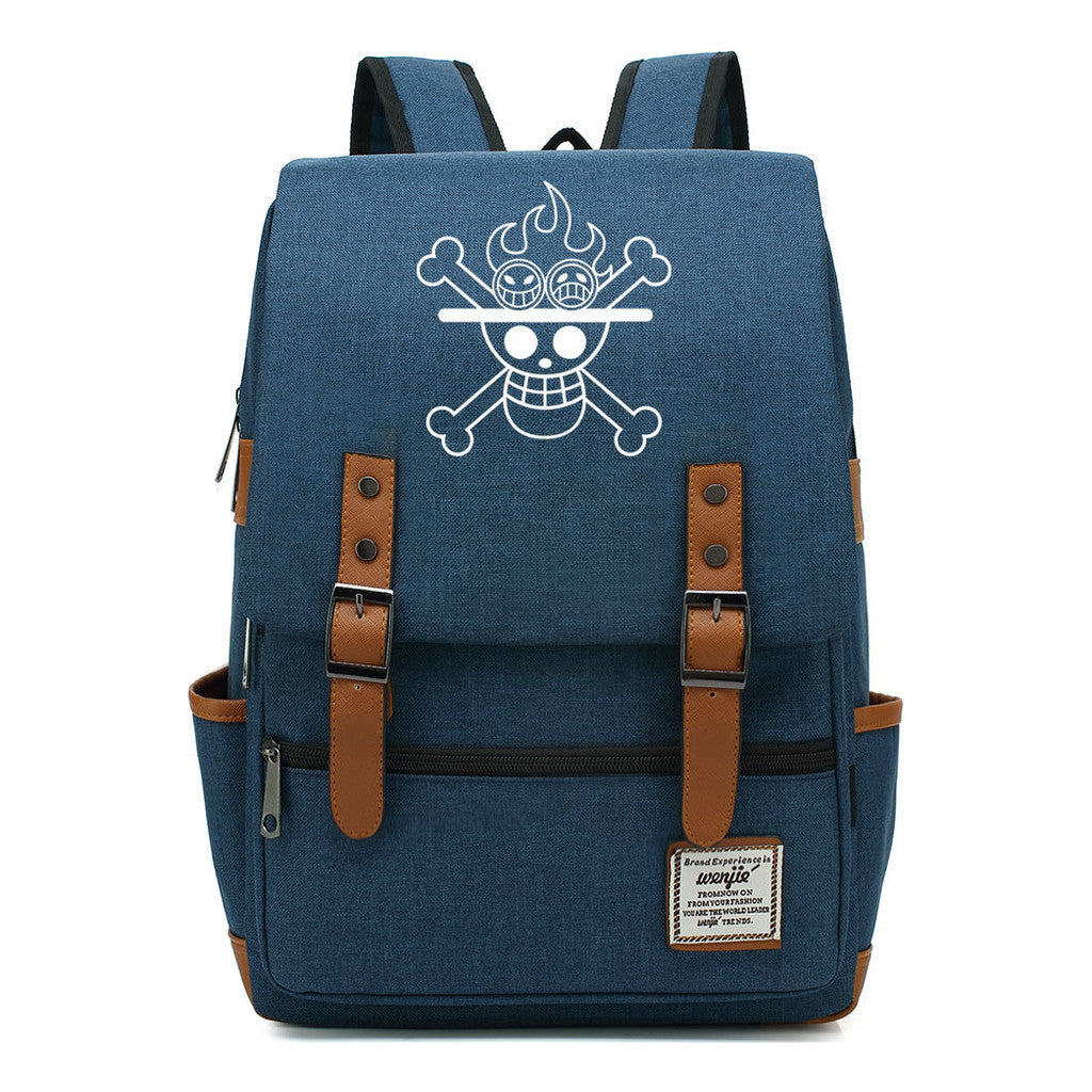 Anime One Piece King Luffy Printed Youth Student School Bag Men's And Women's Casual Belt Buckle Classic Backpack